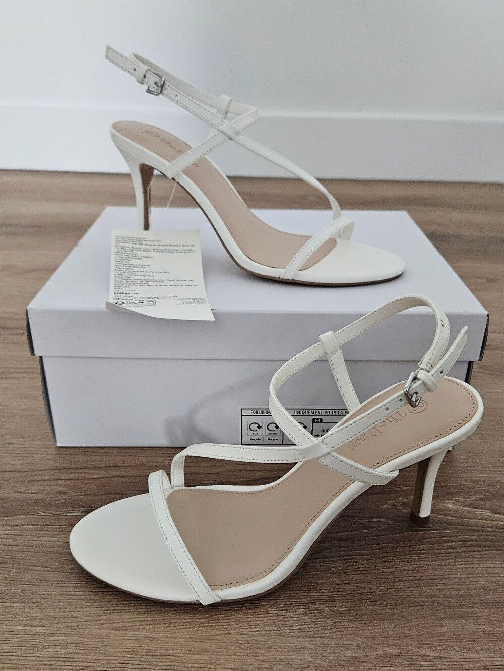 The Drop Arco White Strappy High Heel Sandals Size 7.5